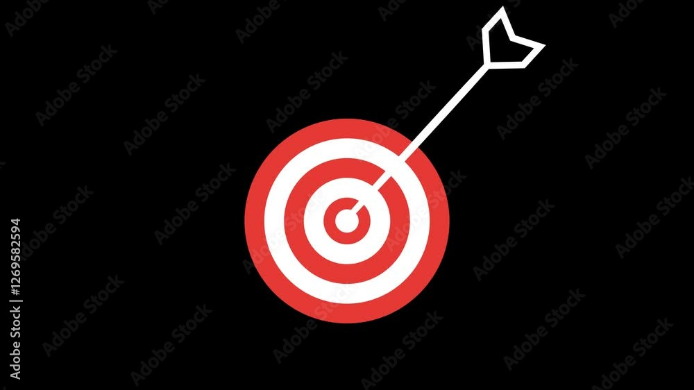 Target Achievement Animation – A red target with an arrow, symbolizing goal accomplishment in business or marketing. Target Achievement Animation – A red target with an arrow, symbolizing goal accomplishment in business or marketing.