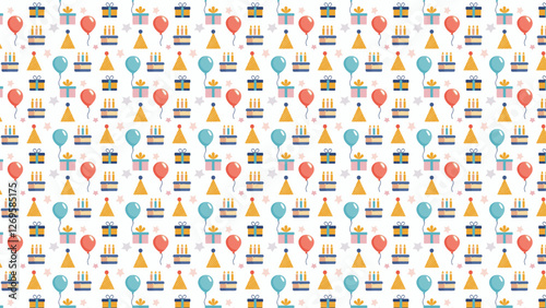 お誕生日パーティーのイメージの可愛いイラストパターン