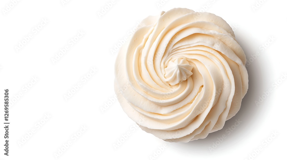 A beautifully swirled dollop of creamy frosting, perfect for decorating cakes and desserts, showcasing a smooth and elegant texture. A beautifully swirled dollop of creamy frosting, perfect for decorating cakes and desserts, showcasing a smooth and elegant texture.