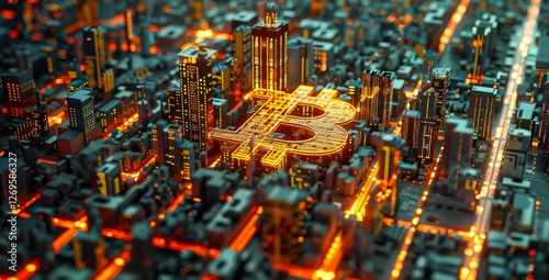 Golden code lights up a digital city skyline of crypto wealth
