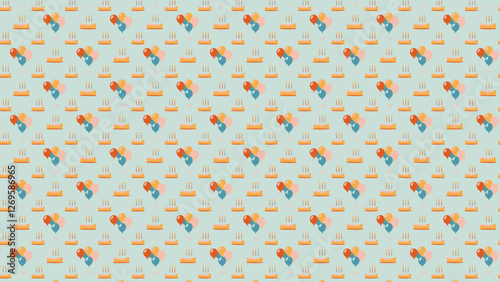お誕生日パーティーイメージのパターンのイラスト　かわいい模様