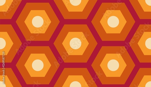 Vector vintage abstract geometric seamless pattern in 60s style. Abstract geometric honeycomb pattern in retro style