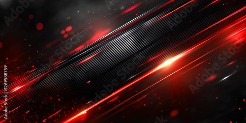 Obraz na płótnie Bright red streaks contrast sharply against a dark carbon fiber technology led light background, creating a fluid and energetic visual effect that evokes motion and excitement. w salonie