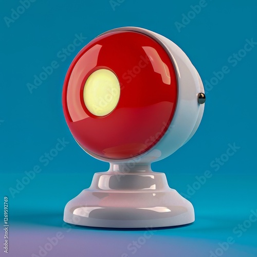 Emergency siren light flashing red in a dimly lit environment