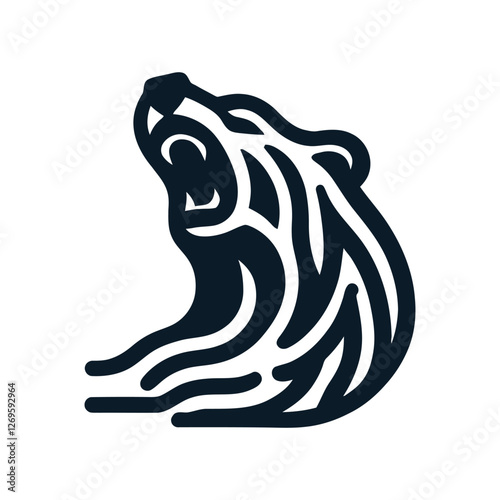 snarling bear silhouette vector line art logo design
