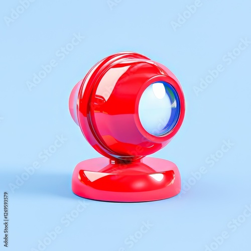 Bright red emergency siren light set against a solid color backdrop