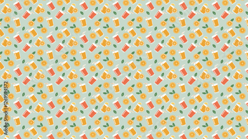 フルーツジュースのかわいいイラスト背景、パターン

