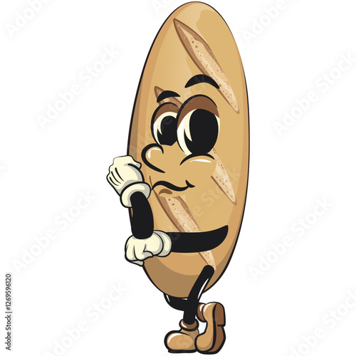 baguette bread cartoon isolated vektor illustration mascot character being sad, work of hand drawn