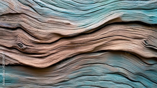 Abstract Texture of Colorful Weathered Wood with Wavy Patterns photo