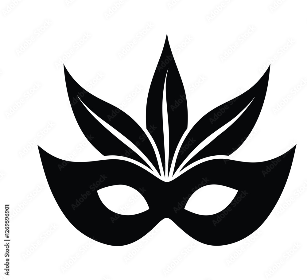 masquerade mask silhouette vector with feathers, modern and stylish mask vector art illustration on white background masquerade mask silhouette vector with feathers, modern and stylish mask vector art illustration on white background