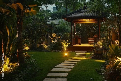 A photo of an outdoor lighting installation