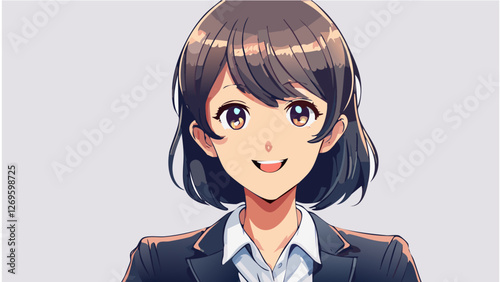 かわいい学生の女の子、笑顔のイラスト