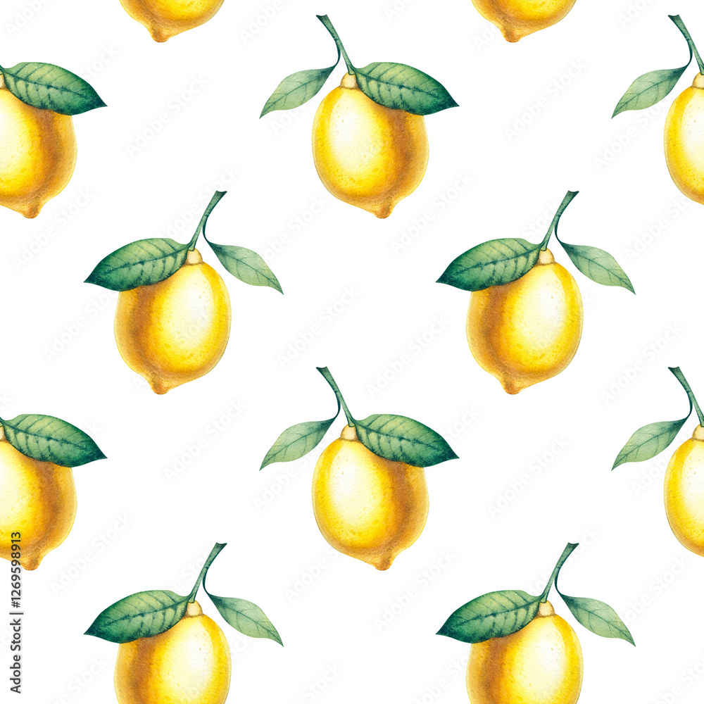 Obraz premium Seamless pattern with lemons, scrapbooking paper, citrus pattern