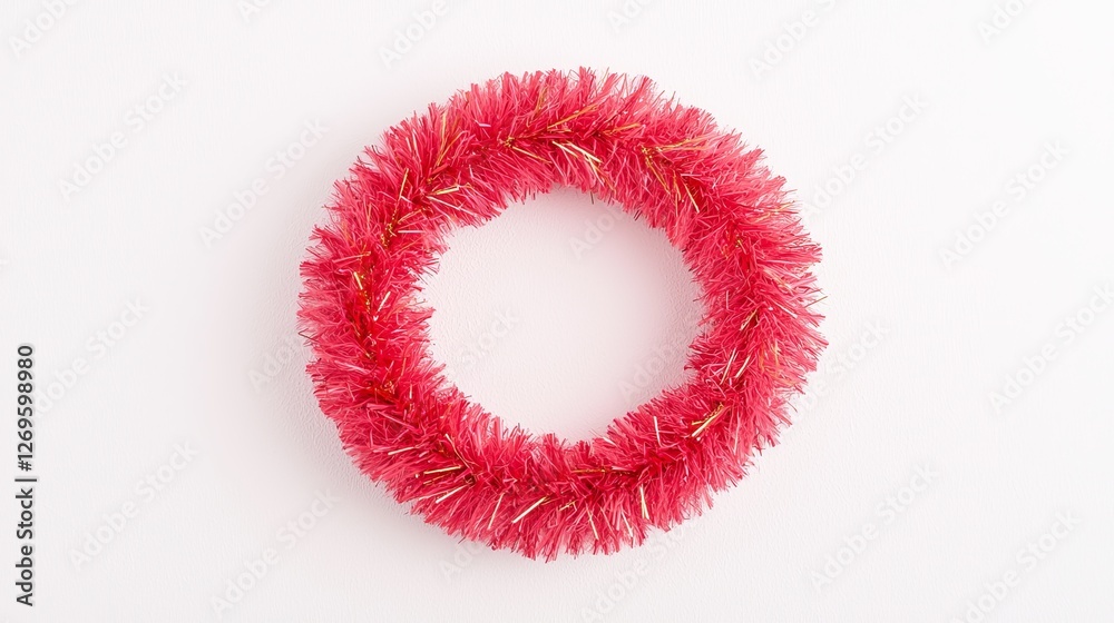 Creating a festive atmosphere with a bright pink tinsel wreath home decor indoor setting cheerful vibe Creating a festive atmosphere with a bright pink tinsel wreath home decor indoor setting cheerful vibe