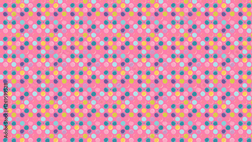 ピンク背景のかわいい水玉模様の背景イラストパターン
