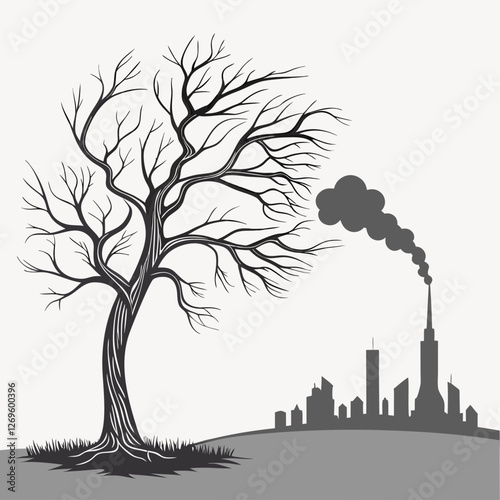 Environmental Pollution and Climate Change Vector Illustration