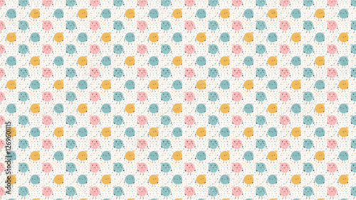 かわいいキャラクター、丸い形で愛らしい姿、パターンのイラスト