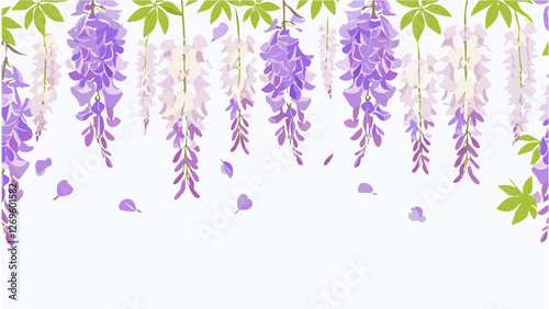 藤の花のイラスト、コピースペース