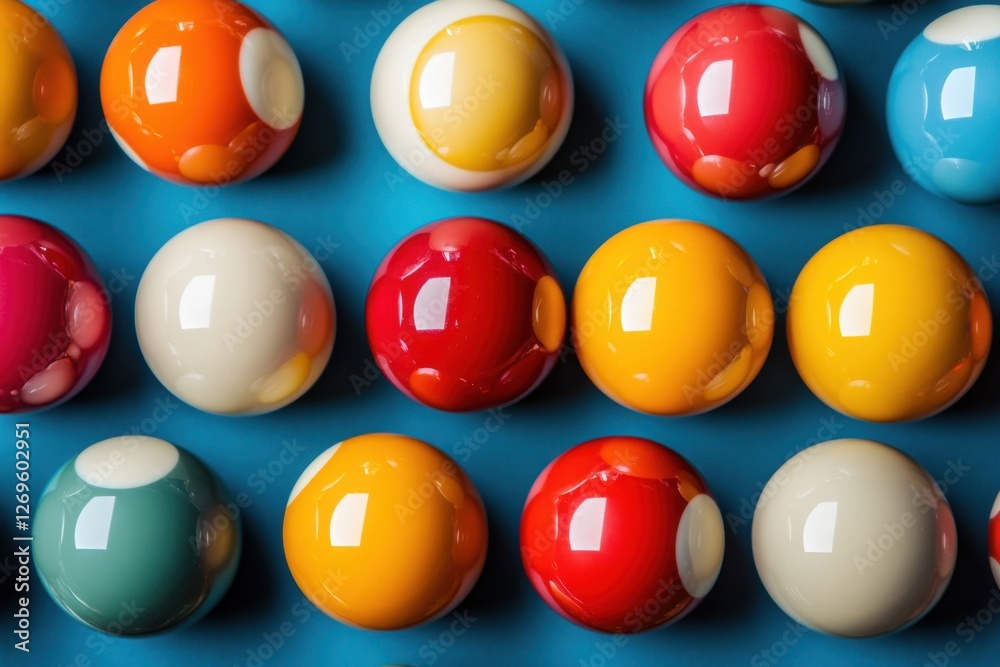 Colorful billiard balls arranged in a striking grid pattern, perfect for sports enthusiasts and game nights, showcasing vibrant hues and dynamic compositions Colorful billiard balls arranged in a striking grid pattern, perfect for sports enthusiasts and game nights, showcasing vibrant hues and dynamic compositions