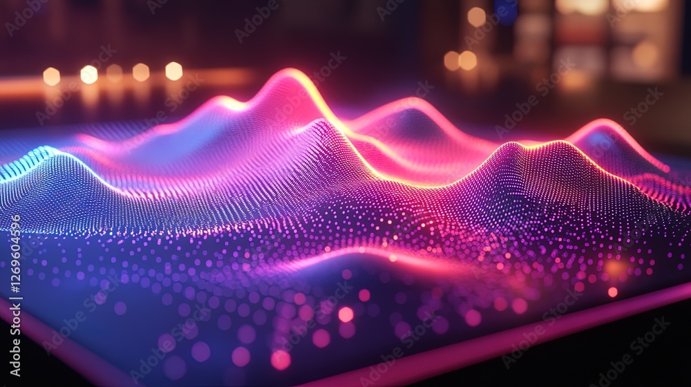 A holographic representation of a scatterplot chart glowing with trend data, precise and modern A holographic representation of a scatterplot chart glowing with trend data, precise and modern