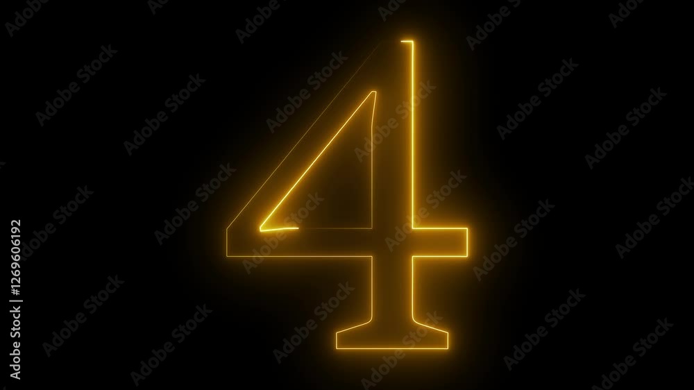 4 text animation by yellow color neon on black background.