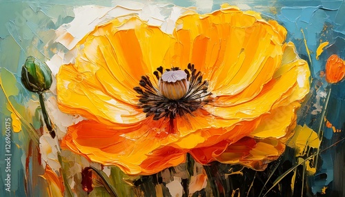 Painting of Yellow Poppies