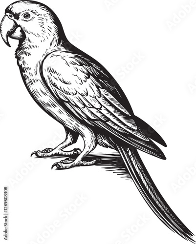 Vintage parrot illustration hand drawn engraving. Sketch tropical parrots vector illustration.