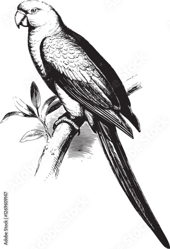 Vintage parrot illustration hand drawn engraving. Sketch tropical parrots vector illustration.