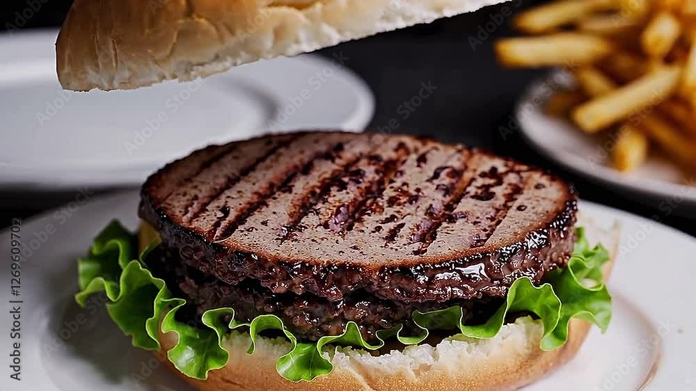 hamburger with french fries