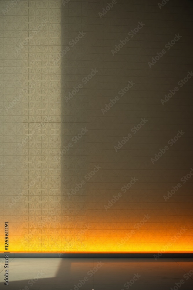 Fototapeta premium Warm Orange Light Illuminates Textured Wall
