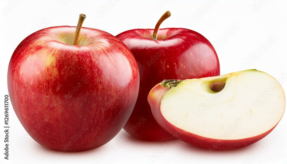 apple isolated red apple on white background set of whole half slice red apples full depth of field apple isolated red apple on white background set of whole half slice red apples full depth of field