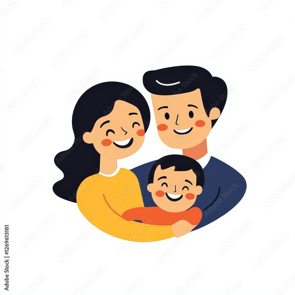 Design of happy family icon logo illustration isolated on white background Design of happy family icon logo illustration isolated on white background