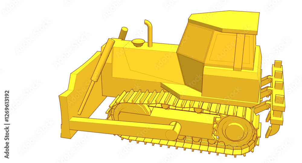 Obraz premium Bulldozer sketch concept 3D illustration