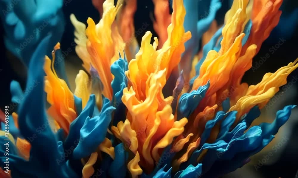 Abstract Blue And Orange Paint Swirls
