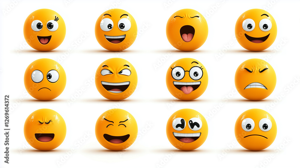 set of smileys isolated on white background set of smileys isolated on white background