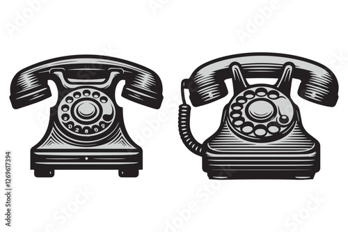 old phone isolated phone call icon on white background