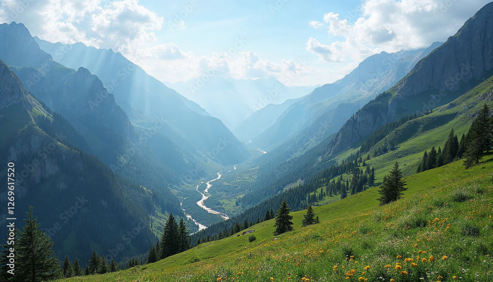 Beautiful scenery of mountain nature. Generative Beautiful scenery of mountain nature. Generative