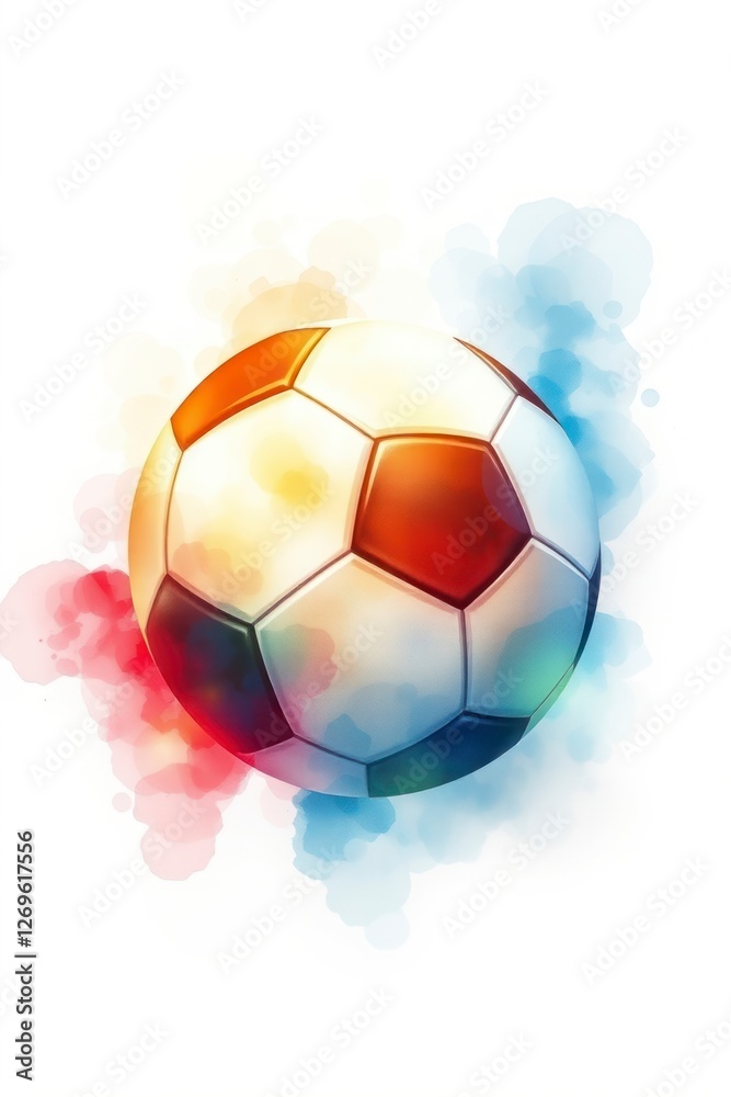 Fototapeta premium Watercolor Soccer Ball Art Vibrant Design for Sports Fans
