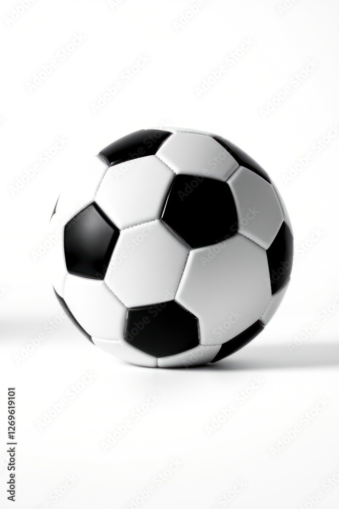 Classic Black and White Soccer Ball on White Background Classic Black and White Soccer Ball on White Background