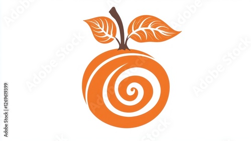 Spiral Orange Fruit Design, White Background, Food Illustration photo