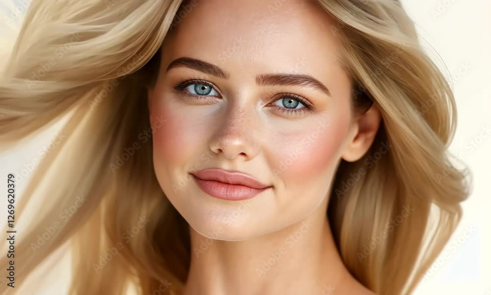 Portrait of a Young Blonde Woman with Freckles Portrait of a Young Blonde Woman with Freckles