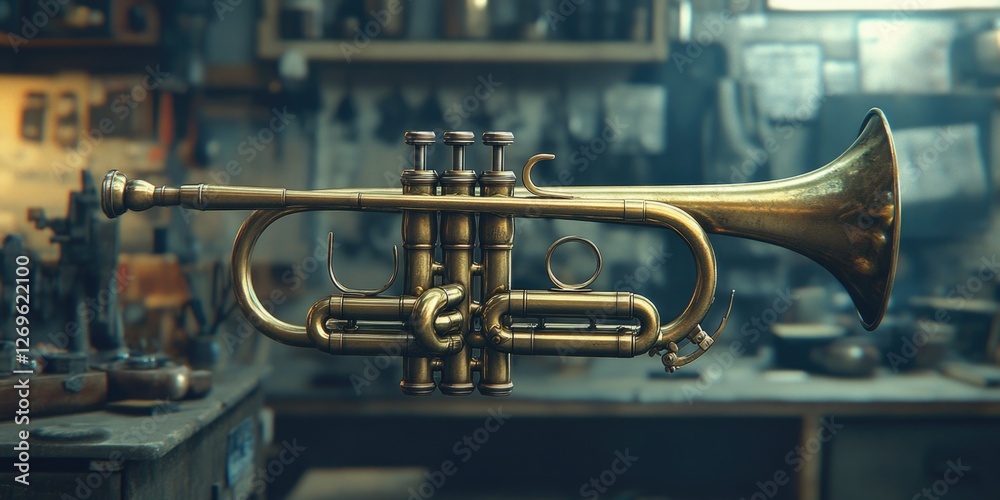Obraz premium BRASS TRUMPET ON Table