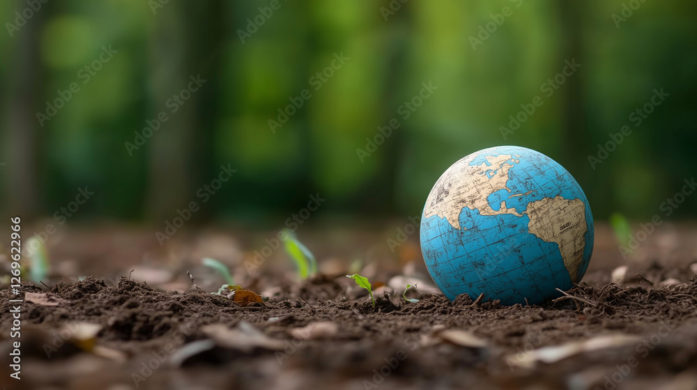 A globe placed on a newly sprouted tree, symbolizing environmental conservation, sustainability, and global responsibility. Perfect for eco-friendly, nature, and Earth Day concepts. A globe placed on a newly sprouted tree, symbolizing environmental conservation, sustainability, and global responsibility. Perfect for eco-friendly, nature, and Earth Day concepts.