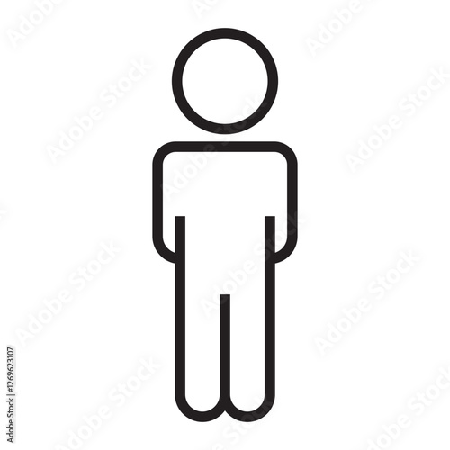 Human figure icon, person symbol, black and white vector illustration isolated on white background.