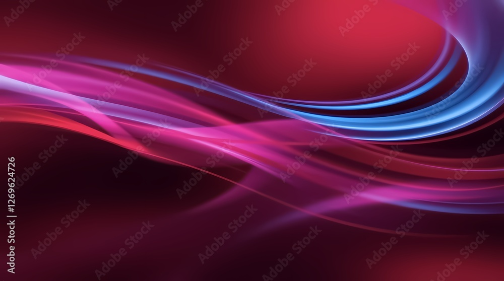 Vibrant abstract waves of pink and blue flow across a red background at night. Generative AI Vibrant abstract waves of pink and blue flow across a red background at night. Generative AI