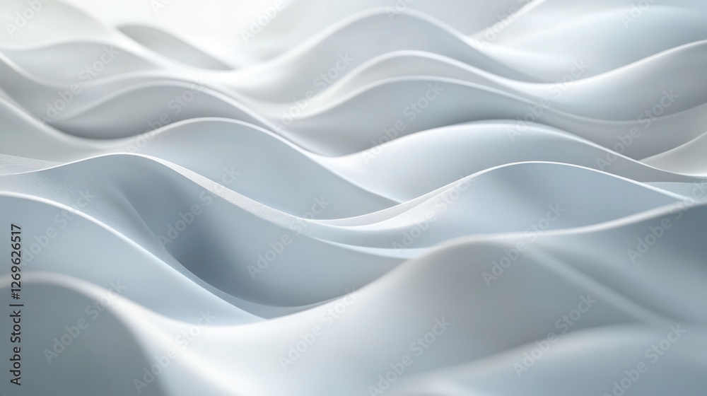 Obraz premium Soft Curved Waves of White Textile Fabric in Beautiful Flowing Patterns