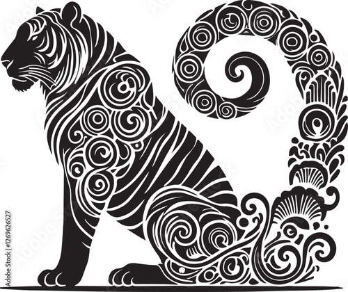 Wallpaper Mural Tiger silhouette in the Wight background Torontodigital.ca