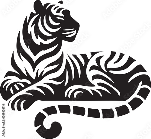 Wallpaper Mural Tiger silhouette in the Wight background Torontodigital.ca