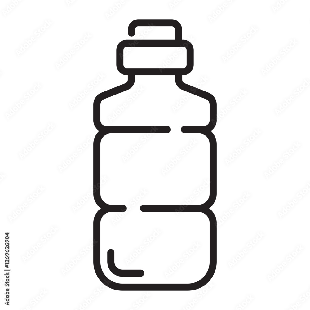Water bottle outline icon, hydration and fitness symbol, black and white vector illustration isolated on white background. Water bottle outline icon, hydration and fitness symbol, black and white vector illustration isolated on white background.