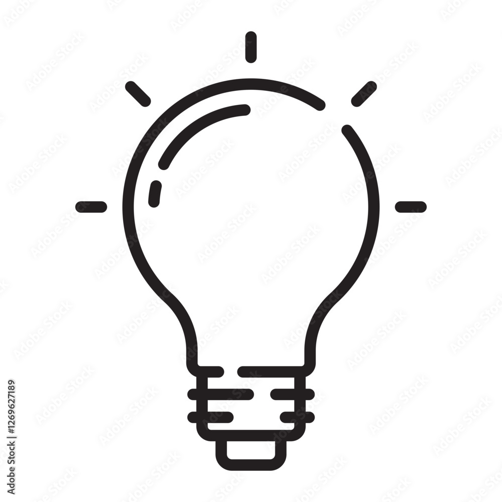 Light bulb outline icon, innovation and idea symbol, black and white vector illustration isolated on white background. Light bulb outline icon, innovation and idea symbol, black and white vector illustration isolated on white background.